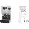 Gaggia Classic E24 BC, stainless steel + Ascaso H64, white