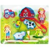 Drevené puzzle na magnet farma