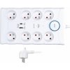 Solight prepäťová ochrana, 8z, USB A+C, 2m, biela PO80