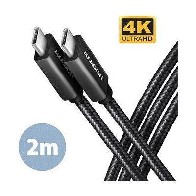 AXAGON BUCM32-CM20AB, SPEED+ kabel USB-C USB-C, 2m, USB 3.2 Gen 2, PD 100W 5A, 4k HD, ALU, oplet, černý