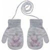 BE SNAZZY Pletené zimné rukavice so šnúrkou medvedík 3 - 6 rokov Sv. šedá