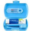Curaprox Kids travel modrý zubná kefka + 2 x medzizubná kefka + CPS zubná pasta mäta 6+ 10 ml + 1 x nálepka darčeková sada