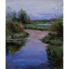 Večer nad riekou na lúkach - Akad. mal. Igor Navrotskyi, originálny, ručne maľovaný obraz L (do veľkosti 95x95cm) Viac farieb