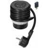 Nábytková zásuvka 2P+E so systémom EasyEject, USB QC 3.0, 1,5m kábel + USB adaptér OR-GM-9018