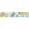 Samolepící bordura B 83-33-01, rozmer 5 m x 8,3 cm, monstera a palmové listy zeleno-oranžové, IMPOL TRADE