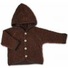 Detský kardigán z bouclé merino vlny s kapucňou hnedý brown Smallstuff Veľkosť: 68/74