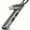 AXAGON HUE-STA, 4x USB ALU STRIP hub, 1x USB-A 5Gbps, 2x USB-A & 1x USB-C 480Mbps, kábel USB-A 12cm