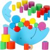 Montessori vyvažovacie puzzle mesiac s drevenými blokmi – hra na zručnosť