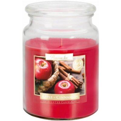 Bispol Apple & Cinnamon Maxi sviečka v skle s viečkom 500 g, jablko & škorica