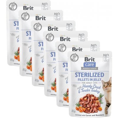 Brit Care Cat Sterilized Fillets in Jelly with Hearty Duck & Tender Turkey 6 x 85 g