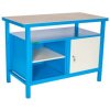 Pracovný stôl so skrinkou a policovým dielom, v.85 x š.120 x h.60cm, RAL7035 sivá, RAL5015 modrá - Basic - 1 kus - 1 KS BASIC