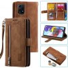 Peňaženkové kožené puzdro Card Zipper na Honor 200 Lite 5G - Hnedá