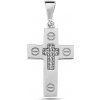 Lillian Vassago Originálny prívesok krížik so zirkónmi, biele zlato LLV98-GP098W