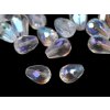 Sklenené korálky brúsené kvapky 7x10 mm crystal AB 20g
