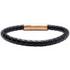 Nefertitis Pánsky čierny kožený náramok spona farby zlata NF35854 - obvod cca 21 cm