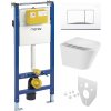 Mereo WC set - Smart flush rimless WC oblé, modul pre sadrokartón, biele hranaté tlačidlo MM02NSETRT520