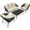 Záhradný nábytok na terasu – pohovka, kreslá a stolík Springos GF0116 čierno-béžová súprava