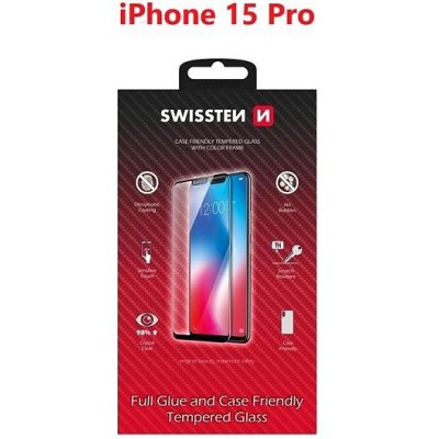 Swissten 3D Full Glue pre Apple iPhone 15 Pro čierne 54501841