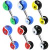 Šperky eshop - Piercing do jazyka gulička Jing Jang W42.09 - Farba piercing: Modrá - Zelená