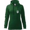 Ukrajina trojzubec prsník mikina dámska trendy zipper s kapucňou Fľaškovozelená