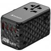 Verbatim, Cestovní adaptér univerzální UTA-10 GaN III 2x USB-C PD a QC 4+, 1x USB-C PD 3.0, 1x USB-A QC, černý, 140 W