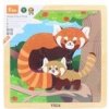 Viga Drevené puzzle 9 dielikov - Červená panda