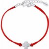 Silvego Detský textilný náramok červený s Brilliance Zirconia na striebornom štvorlístku Marsilka PPRZ0489BCL