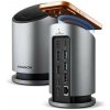 AXAGON HMC-WL9, USB 10Gbps hub s Qi, 3x USB-A, USB-C, HDMI & DP 4k/60Hz, RJ-45 GLAN, PD 100W, kábel USB-C 60cm Axagon