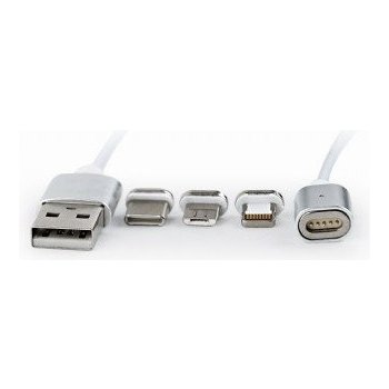 kábel z USB na lightning Apple iPhone USB 3.1 typ C micro USB, magnetické koncovky, 1m, strieborný, CABLEXPERT