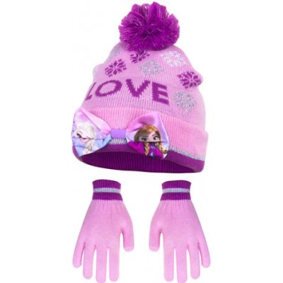 Ružová čiapka a rukavice Frozen II Love