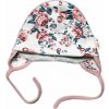 Baby Bavlnená čiapočka na zaväzovanie - Anglická Ruže, pudrová/granát/ecru 80/86 Baby Nellys