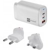 ER POWER 65W GaN sieťový adaptér 2xUSB-C PD/USB-A biely ERPW65G2C1AT-WH