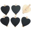 Drevené štipce s tabuľkou 47mm - srdiečka - 6ks