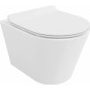 Mexen Rico, závesná WC misa 490x360x370 mm, Rimless Tornádo + WC sedadlo z duroplastu, biela lesklá, 30720100T