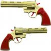 LEAN TOYS Hračkársky revolver s uzáverom, zvuk – zlatá