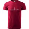 Jesus Saved My Life kríž ekg - Klasické pánske tričko vyššej gramáže - XL ( Marlboro červená )