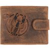 Wild Luxusná pánska peňaženka s prackou s obrázkom znamení zverokruhu - Rak - hnedá
