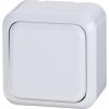 Tlačidlový spínač na omietku biely