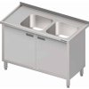 Stůl s dvoukomorovým dřezem po pravé straně, křídlové dveře 1100x600x850 mm | STALGAST, 980876110 inox