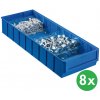 Allit Plastový regálový box ShelfBox typ F - 183 x 500 x 81 mm, 8 ks, modrý