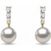 Náušnice zo žltého zlata s Akoya perlou a briliantmi KLENOTA K0658023