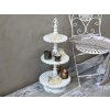 Chic Antique Krémový antik dekoračný kovový etažér Lace edges - Ø36*83cm - Chic Antique