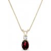 Zlatý náhrdelník s oválnym granátom a briliantom KLENOTA N0360853