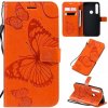 Peňaženkové kožené puzdro na Motorola Moto G8 Play - Oranžová