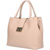 Mondo Italia Pudrovo ružová kožená kabelka 1137 Made in Italy Pudrová ružová
