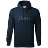 Šachové figúrky v rade - obrys - Mikina pánska Cape s kapucňou - 2XL ( Tmavomodrá (veľmi tmavá - skoro čierna) )