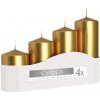 Adventné sviečky Bispol stupňovité metalické zlaté Ø5x7/9/11/13 cm 4 ks