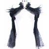 gotický and punk DEVIL FASHION Black Swan Gothic Shawl with Faux Fur Čierna