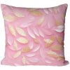 Soovi Home Obliečka na vankúš Pink Blush – jemný listový vzor v ružovej a zlatej s 3D efektom Veľkosť: 50x50 mikrovlákno
