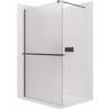 CERANO - Sprchová zástena Walk-in Onyx Round Ľ/P - 8 mm + polička / držiak na uteráky - guľatá vzpera - čierna matná, mliečne sklo - 60x200 cm